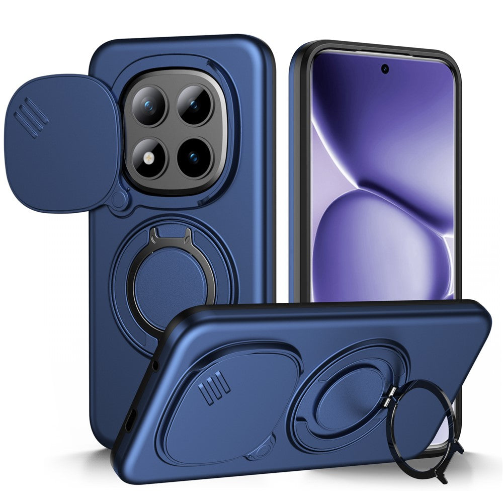 For Xiaomi Redmi Note 15 Pro+ 5G (Global) / Poco M8 Pro 5G Magnetic Case Ring Kickstand Slide Camera Cover TPU PC Hybrid Phone Shell