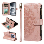 For Xiaomi Redmi Note 15 Pro 5G (Global) Wallet Case 9 Card Slots RFID Blocking Mandala Embossed Leather Flip Cover with Wrist Strap