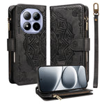 For Xiaomi Redmi Note 15 Pro 5G (Global) Wallet Case 9 Card Slots RFID Blocking Mandala Embossed Leather Flip Cover with Wrist Strap