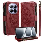 For Xiaomi Redmi Note 15 Pro 5G (Global) Wallet Case 9 Card Slots RFID Blocking Mandala Embossed Leather Flip Cover with Wrist Strap