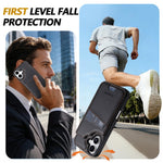 N.BEKUS P4 for iPhone 17 Case Magnetic Buttons Leather + TPU Phone Cover with Card Holder Kickstand
