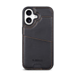 N.BEKUS P4 for iPhone 17 Case Magnetic Buttons Leather + TPU Phone Cover with Card Holder Kickstand