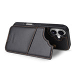 N.BEKUS P4 for iPhone 17 Case Magnetic Buttons Leather + TPU Phone Cover with Card Holder Kickstand