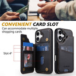 N.BEKUS P4 for iPhone 17 Case Magnetic Buttons Leather + TPU Phone Cover with Card Holder Kickstand