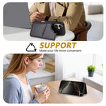 N.BEKUS P4 for iPhone 17 Case Magnetic Buttons Leather + TPU Phone Cover with Card Holder Kickstand