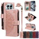 For Xiaomi Redmi Note 15 Pro+ 5G (Global) / Xiaomi Poco M8 Pro 5G Wallet Case 9 Card Slots RFID Blocking Mandala Embossed Leather Flip Cover with Wrist Strap