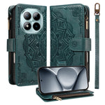 For Xiaomi Redmi Note 15 Pro+ 5G (Global) / Xiaomi Poco M8 Pro 5G Wallet Case 9 Card Slots RFID Blocking Mandala Embossed Leather Flip Cover with Wrist Strap