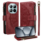 For Xiaomi Redmi Note 15 Pro+ 5G (Global) / Xiaomi Poco M8 Pro 5G Wallet Case 9 Card Slots RFID Blocking Mandala Embossed Leather Flip Cover with Wrist Strap