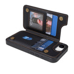 N.BEKUS P4  for iPhone 16e  /  17e Case Magnetic Buttons Leather + TPU Phone Cover with Card Holder Kickstand