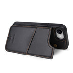 N.BEKUS P4  for iPhone 16e  /  17e Case Magnetic Buttons Leather + TPU Phone Cover with Card Holder Kickstand