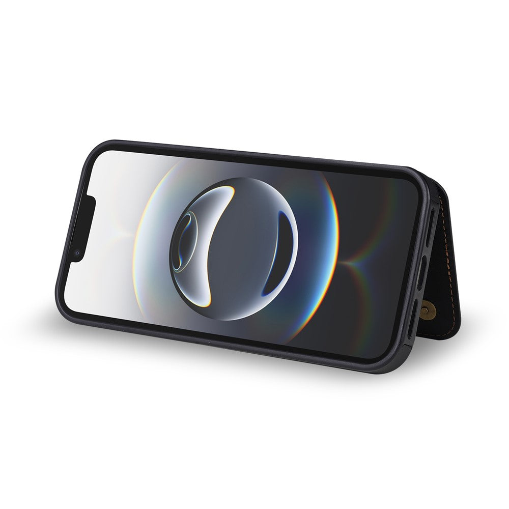 N.BEKUS P4  for iPhone 16e  /  17e Case Magnetic Buttons Leather + TPU Phone Cover with Card Holder Kickstand