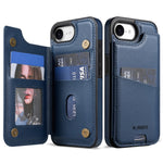 N.BEKUS P4  for iPhone 16e  /  17e Case Magnetic Buttons Leather + TPU Phone Cover with Card Holder Kickstand