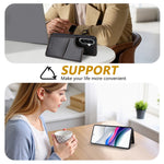 N.BEKUS P4 til Samsung Galaxy A18 5G / A18 4G / A17 5G / A17 4G / A26 5G etui med magnetknapper i læder + TPU telefoncover med kortholder og støttefod
