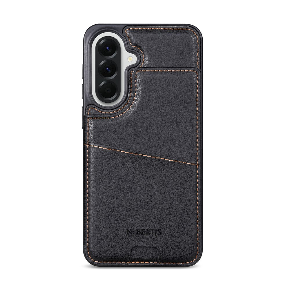 N.BEKUS P4 til Samsung Galaxy A18 5G / A18 4G / A17 5G / A17 4G / A26 5G etui med magnetknapper i læder + TPU telefoncover med kortholder og støttefod