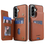 N.BEKUS P4 til Samsung Galaxy A18 5G / A18 4G / A17 5G / A17 4G / A26 5G etui med magnetknapper i læder + TPU telefoncover med kortholder og støttefod