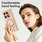 Til Motorola Razr Fold 5G Magnetisk Etui Roterende Støtteben Glimmer PU Læder + PC Telefoncover med Skærmbeskytter