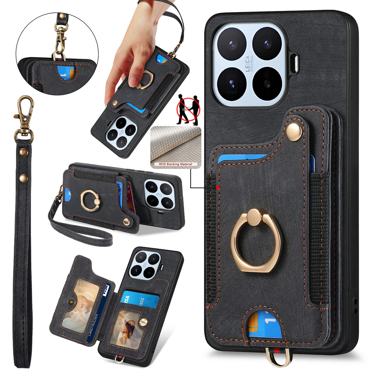For Xiaomi 17T Pro Case Retro PU Leather Back Cover with RFID Blocking Card Holder