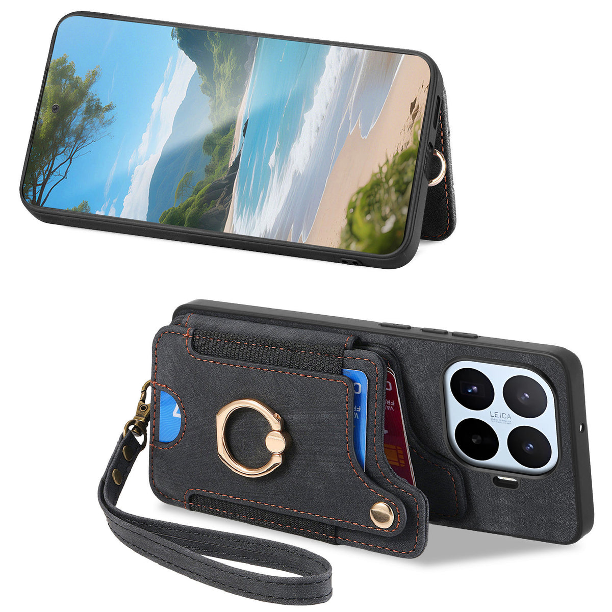 For Xiaomi 17T Pro Case Retro PU Leather Back Cover with RFID Blocking Card Holder