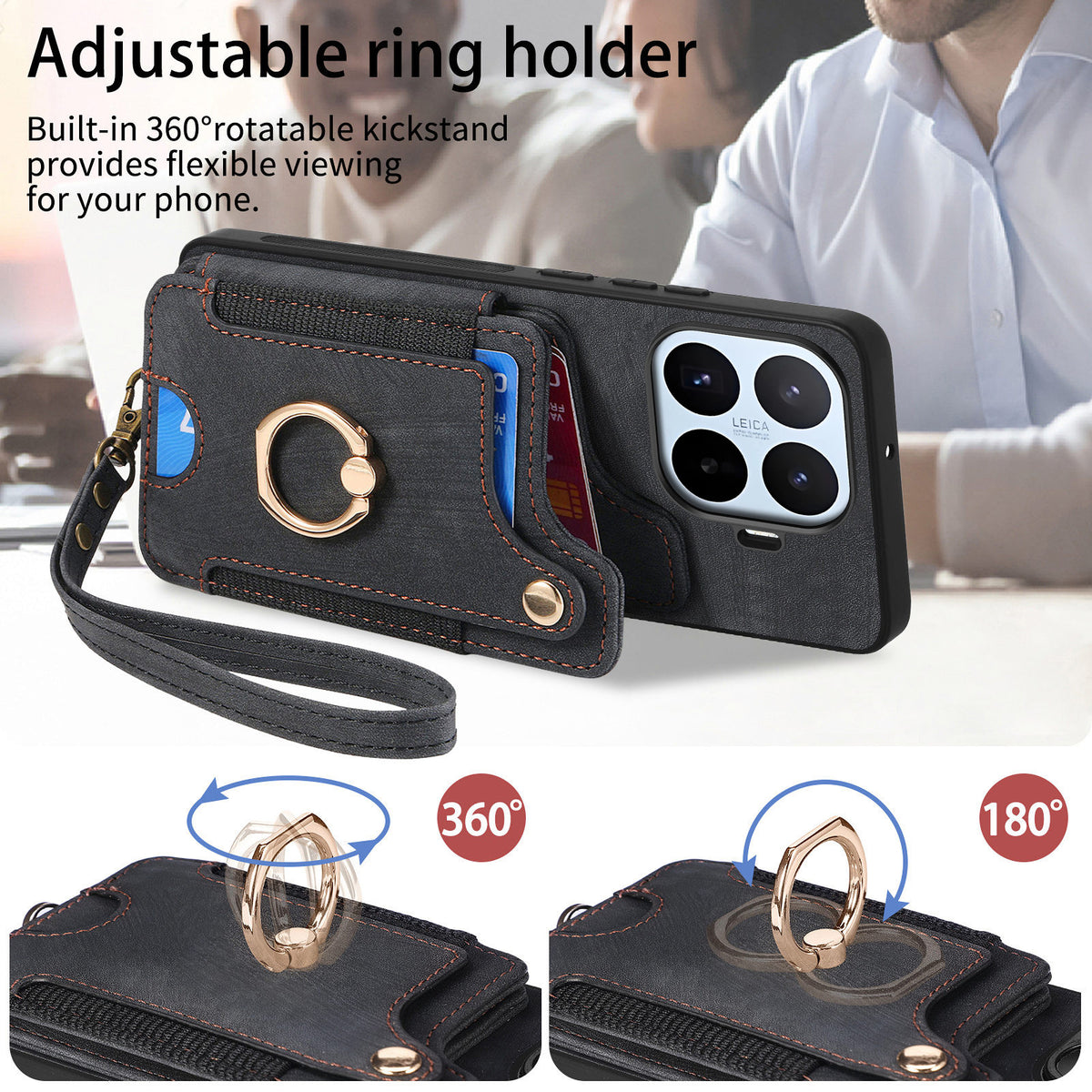 For Xiaomi 17T Pro Case Retro PU Leather Back Cover with RFID Blocking Card Holder