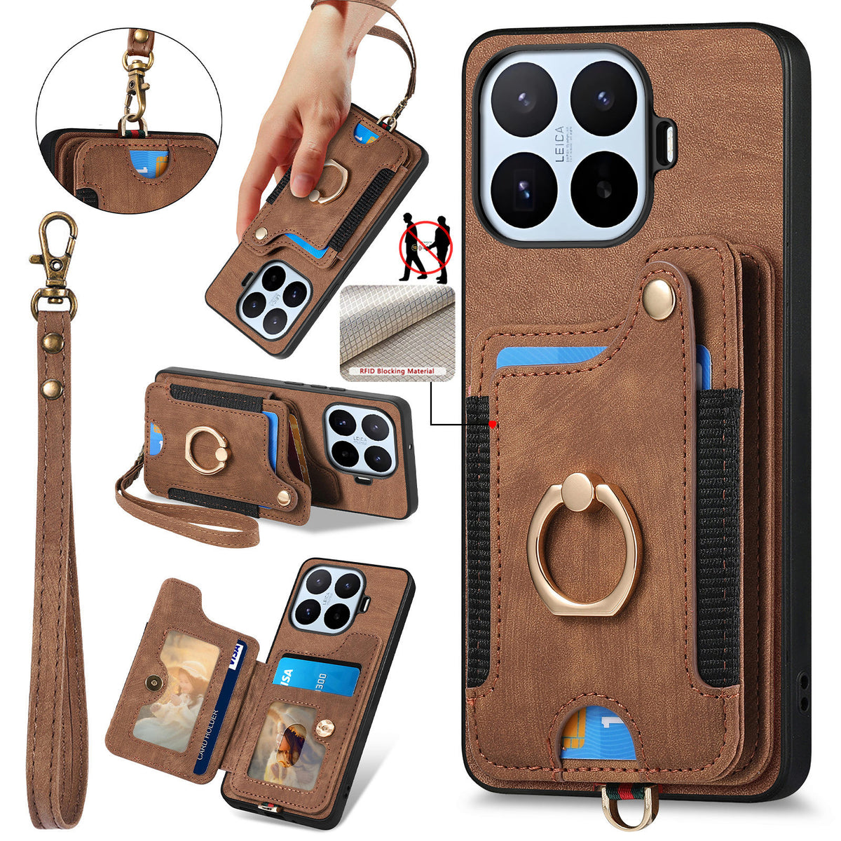 For Xiaomi 17T Pro Case Retro PU Leather Back Cover with RFID Blocking Card Holder