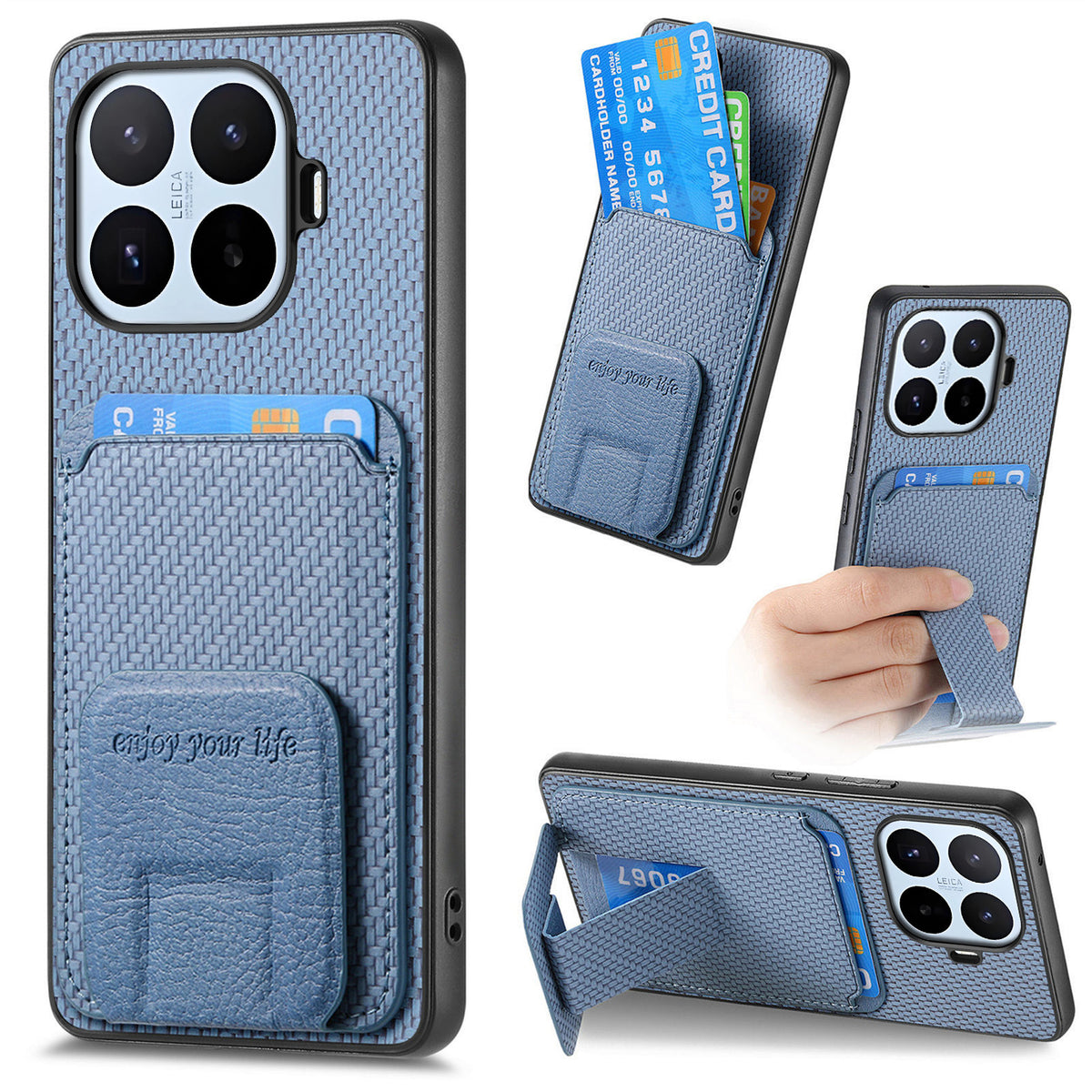 For Xiaomi 17T Pro Case Card Holder Carbon Fiber Texture Leather Coated TPU Phone Cover