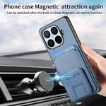 For Xiaomi 17T Pro Case Card Holder Carbon Fiber Texture Leather Coated TPU Phone Cover