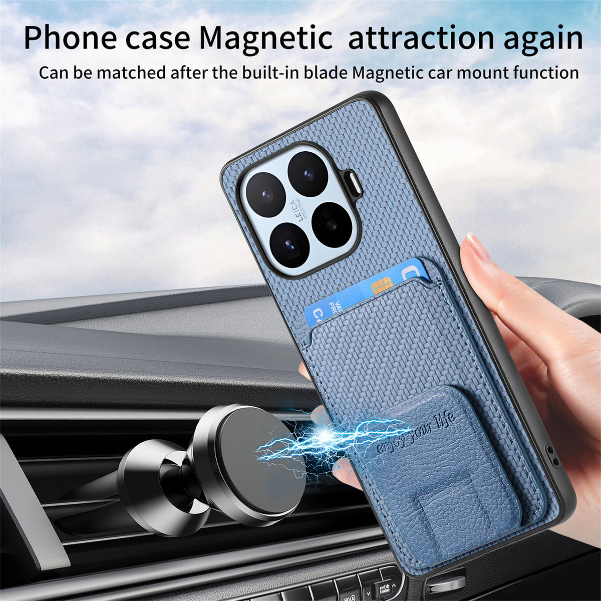 For Xiaomi 17T Pro Case Card Holder Carbon Fiber Texture Leather Coated TPU Phone Cover