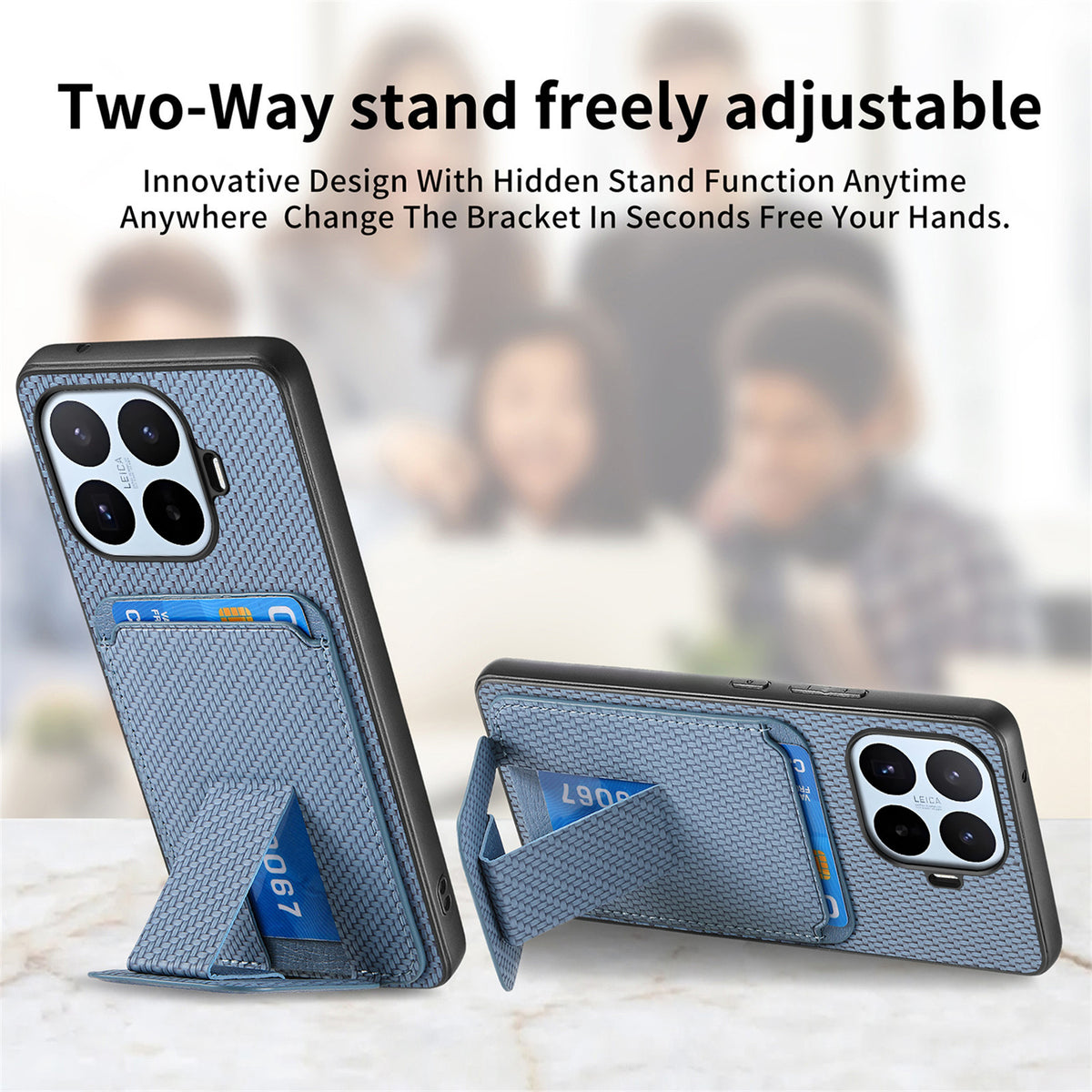 For Xiaomi 17T Pro Case Card Holder Carbon Fiber Texture Leather Coated TPU Phone Cover