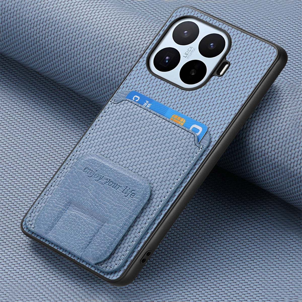 For Xiaomi 17T Pro Case Card Holder Carbon Fiber Texture Leather Coated TPU Phone Cover