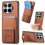 For Xiaomi 17T Pro Case Card Holder Carbon Fiber Texture Leather Coated TPU Phone Cover
