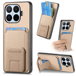 For Xiaomi 17T Pro Case Card Holder Carbon Fiber Texture Leather Coated TPU Phone Cover