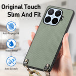 For Xiaomi 17T Case Carbon Fiber Texture Hybrid Phone Back Cover with Adjustable Strap