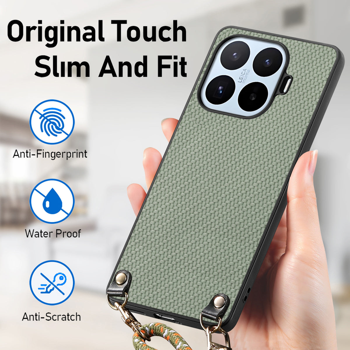 For Xiaomi 17T Case Carbon Fiber Texture Hybrid Phone Back Cover with Adjustable Strap