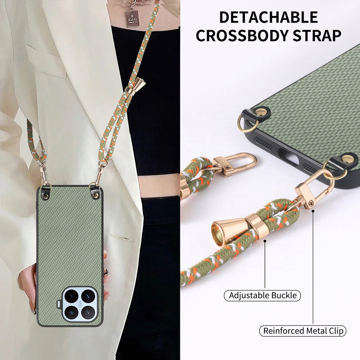 For Xiaomi 17T Case Carbon Fiber Texture Hybrid Phone Back Cover with Adjustable Strap
