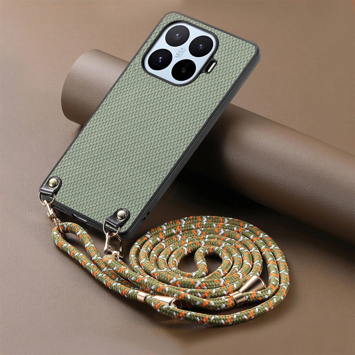 For Xiaomi 17T Case Carbon Fiber Texture Hybrid Phone Back Cover with Adjustable Strap