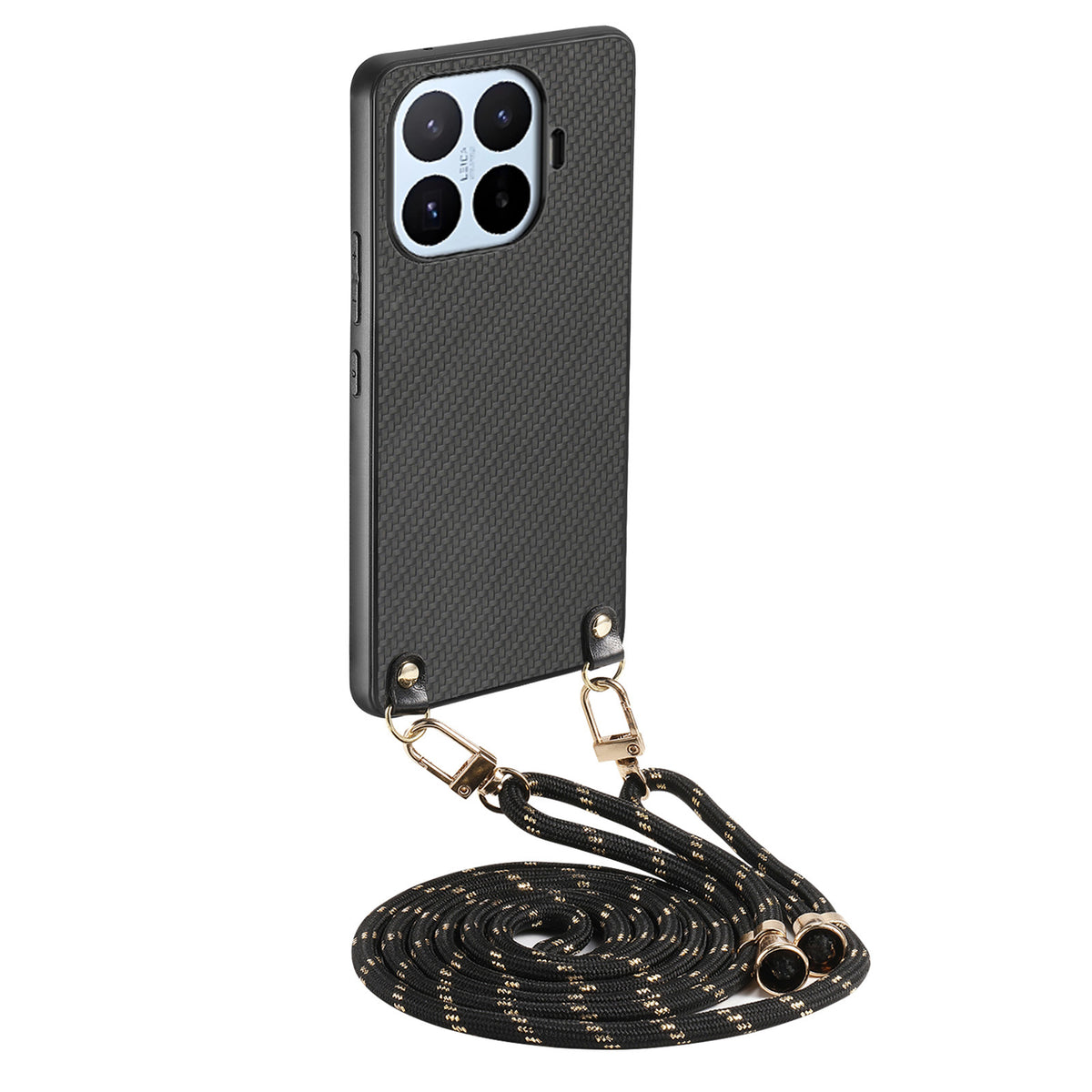 For Xiaomi 17T Case Carbon Fiber Texture Hybrid Phone Back Cover with Adjustable Strap