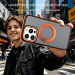 Til iPhone 12 / iPhone 12 Pro Magnetisk cover Dobbeltfarvet roterende ringstativ PC + TPU Telefoncover