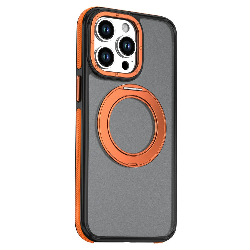 Til iPhone 12 / iPhone 12 Pro Magnetisk cover Dobbeltfarvet roterende ringstativ PC + TPU Telefoncover