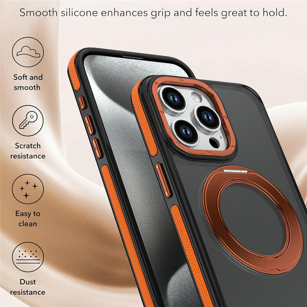 Til iPhone 12 / iPhone 12 Pro Magnetisk cover Dobbeltfarvet roterende ringstativ PC + TPU Telefoncover