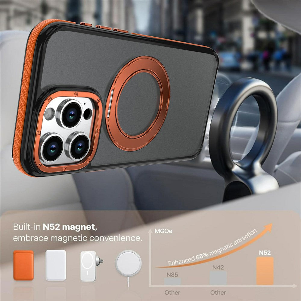 Til iPhone 12 / iPhone 12 Pro Magnetisk cover Dobbeltfarvet roterende ringstativ PC + TPU Telefoncover