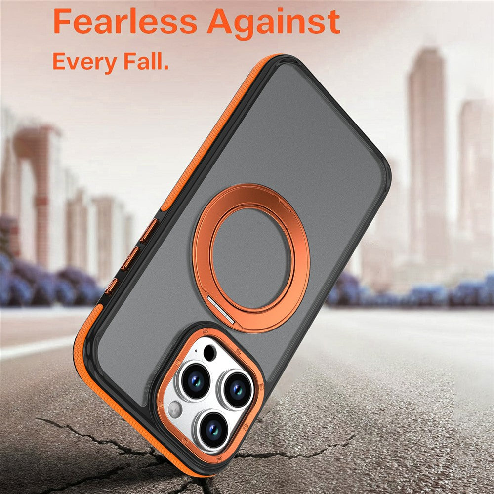 Til iPhone 12 / iPhone 12 Pro Magnetisk cover Dobbeltfarvet roterende ringstativ PC + TPU Telefoncover