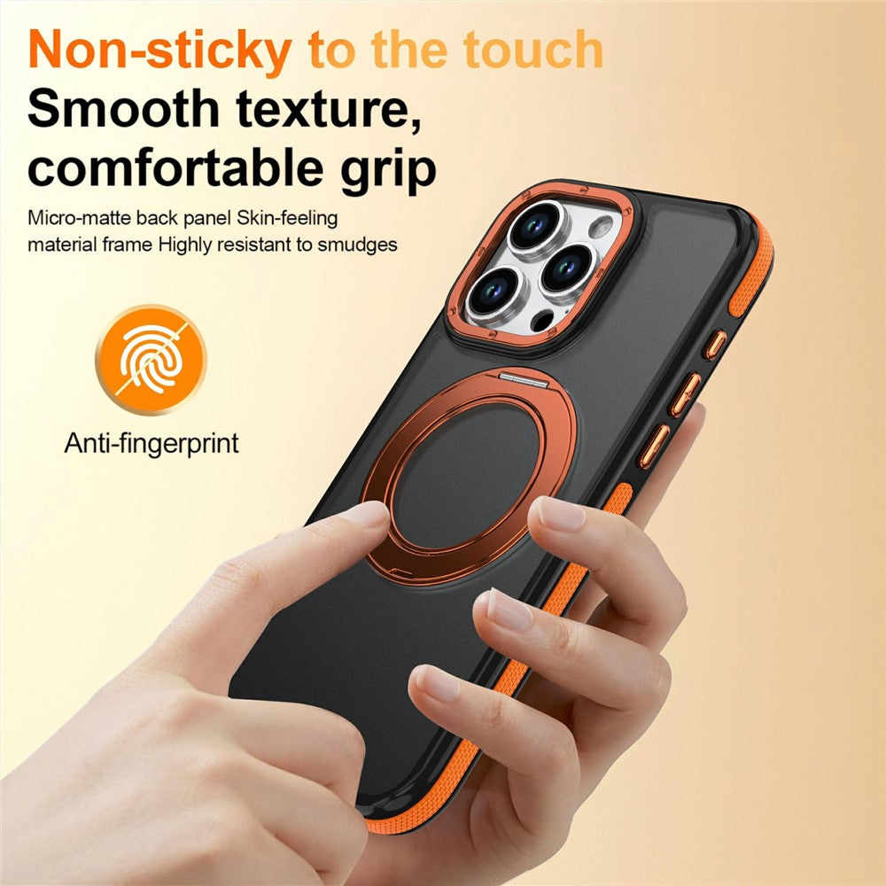 Til iPhone 12 / iPhone 12 Pro Magnetisk cover Dobbeltfarvet roterende ringstativ PC + TPU Telefoncover