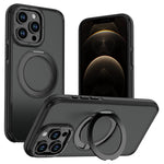 Til iPhone 12 / iPhone 12 Pro Magnetisk cover Dobbeltfarvet roterende ringstativ PC + TPU Telefoncover