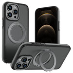 Til iPhone 12 / iPhone 12 Pro Magnetisk cover Dobbeltfarvet roterende ringstativ PC + TPU Telefoncover