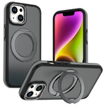 For iPhone 13  /  14 Magnetic Case Double Color Rotating Ring Kickstand PC + TPU Phone Cover