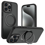 For iPhone 14 Pro Max Magnetic Case Double Color Rotating Ring Kickstand PC + TPU Phone Cover