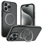 For iPhone 14 Pro Max Magnetic Case Double Color Rotating Ring Kickstand PC + TPU Phone Cover
