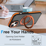 For iPhone 15 Magnetic Case Double Color Rotating Ring Kickstand PC + TPU Phone Cover