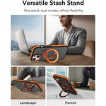 For iPhone 15 Magnetic Case Double Color Rotating Ring Kickstand PC + TPU Phone Cover