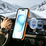 For iPhone 15 Magnetic Case Double Color Rotating Ring Kickstand PC + TPU Phone Cover